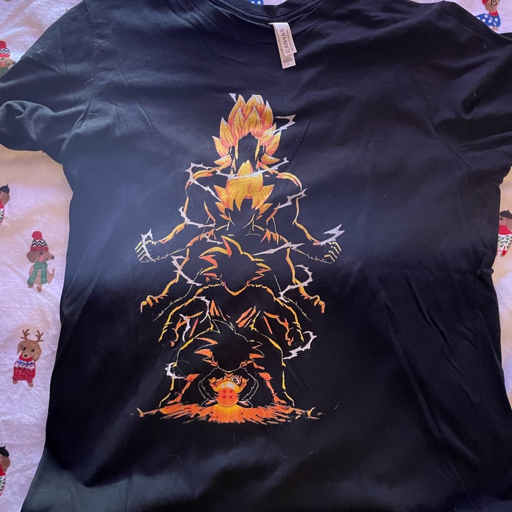 Large custom red bubble dragon ball z shirt